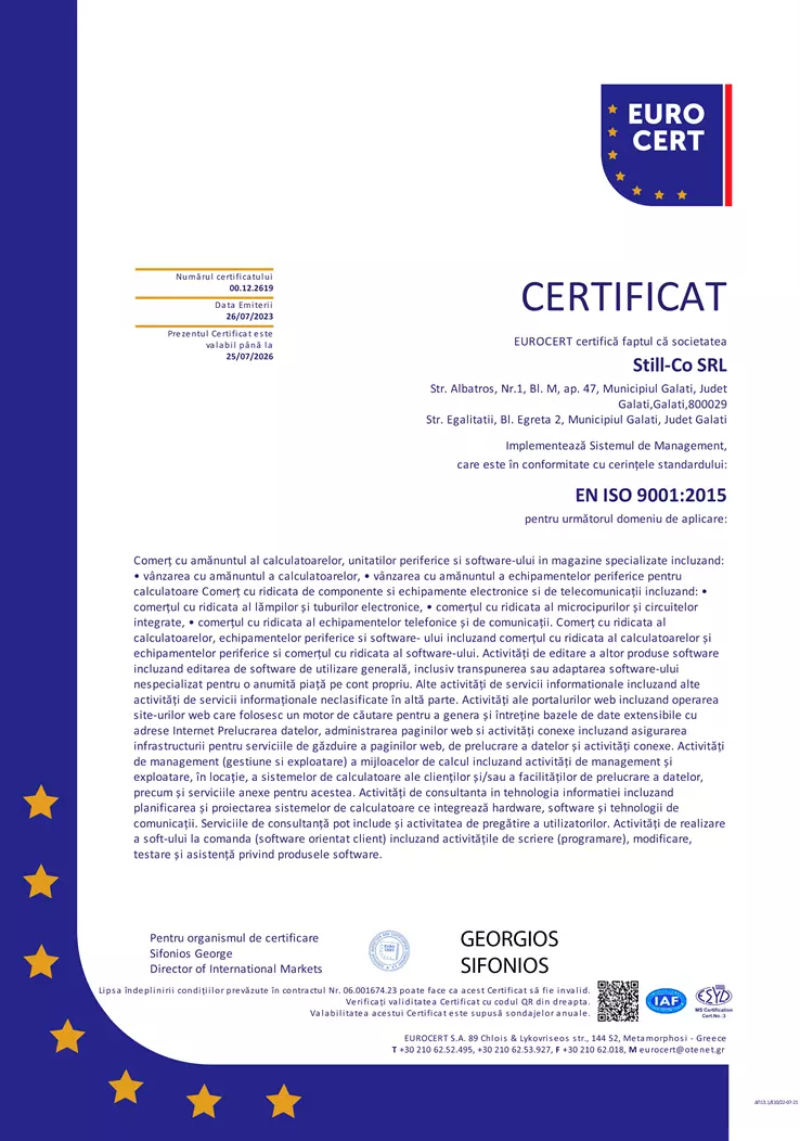 certificat ISO0991